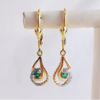 Boucles d'oreilles Dormeuses Émeraude Or Jaune 750 - 18 carats