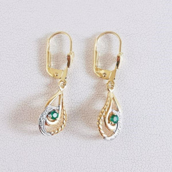 Boucles d'oreilles Dormeuses Émeraude Or Jaune 750 - 18 carats
