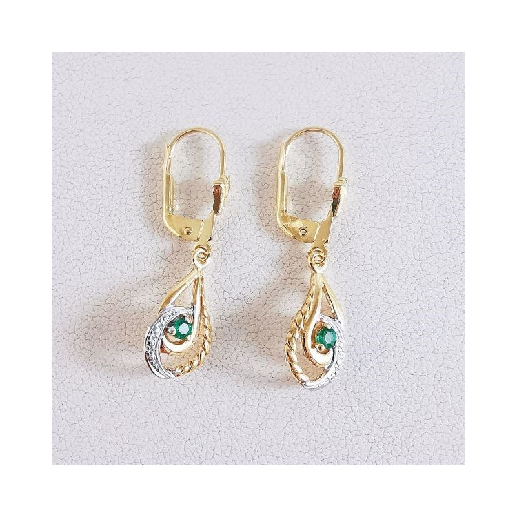 Boucles d'oreilles Dormeuses Émeraude Or Jaune 750 - 18 carats