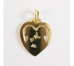 Pendentif Cœur Les Amoureux de Peynet Or Jaune 750 - 18 carats