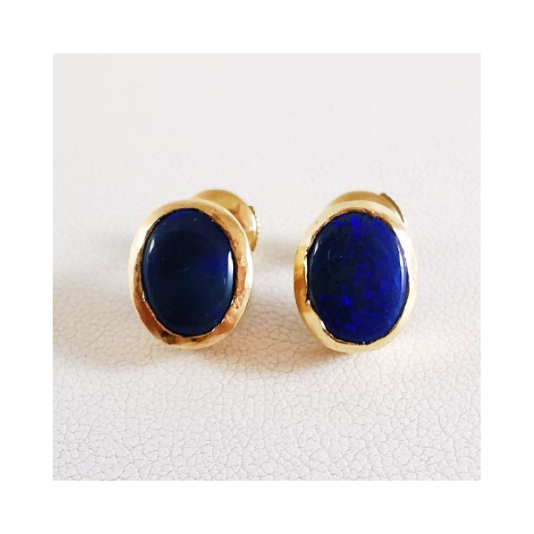 Boucles d'oreilles Opale Or Jaune 750 - 18 carats Pièce Unique