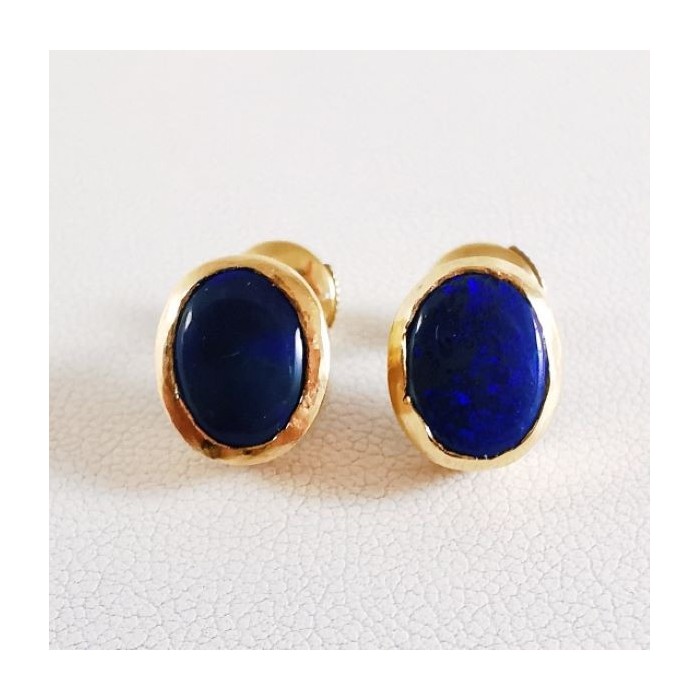 Boucles d'oreilles Opale Or Jaune 750 - 18 carats Pièce Unique
