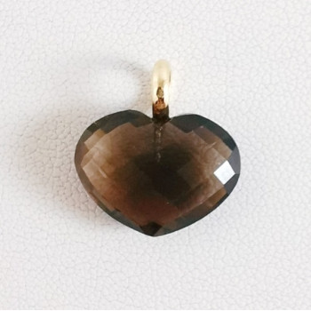 Pendentif Cœur Quartz Fumé Or Jaune 750 - 18 carats