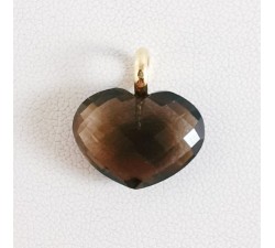 Pendentif Cœur Quartz Fumé Or Jaune 750 - 18 carats