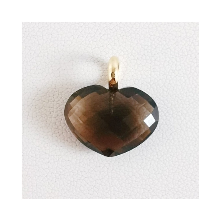 Pendentif Cœur Quartz Fumé Or Jaune 750 - 18 carats