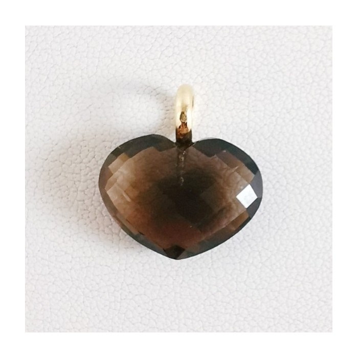 Pendentif Cœur Quartz Fumé Or Jaune 750 - 18 carats