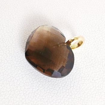 Pendentif Cœur Quartz Fumé Or Jaune 750 - 18 carats