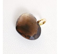 Pendentif Cœur Quartz Fumé Or Jaune 750 - 18 carats