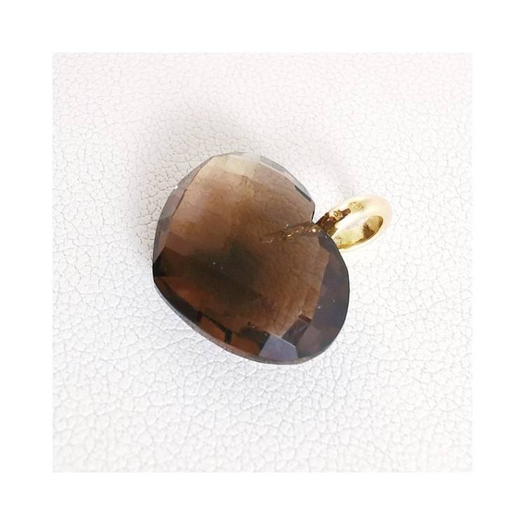 Pendentif Cœur Quartz Fumé Or Jaune 750 - 18 carats