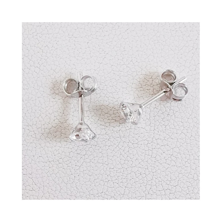 Boucles d'Oreilles Puces Oxydes de Zirconium Or Blanc 750  - 18 carats