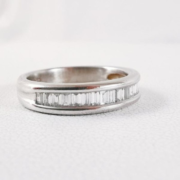 Demi alliance Diamants Or Blanc 750 - 18 carats (Bijou Occasion)