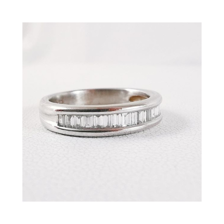 Demi alliance Diamants Or Blanc 750 - 18 carats (Bijou Occasion)