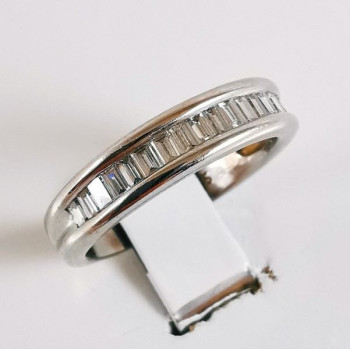 Demi alliance Diamants Or Blanc 750 - 18 carats (Bijou Occasion)