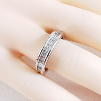 Demi alliance Diamants Or Blanc 750 - 18 carats (Bijou Occasion)