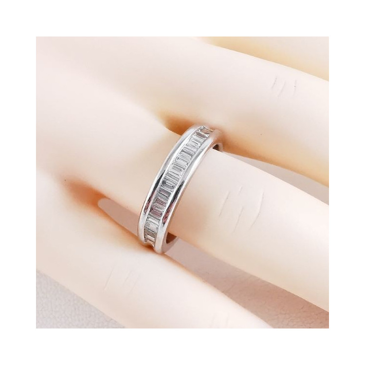 Demi alliance Diamants Or Blanc 750 - 18 carats (Bijou Occasion)