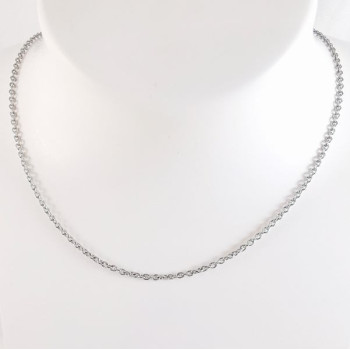 Chaîne 40 cm Or Blanc 750 - 18 carats Maille Forçat Rond 4.55 Grammes
