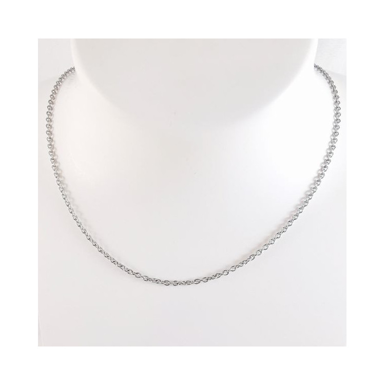 Chaîne 40 cm Or Blanc 750 - 18 carats Maille Forçat Rond 4.55 Grammes