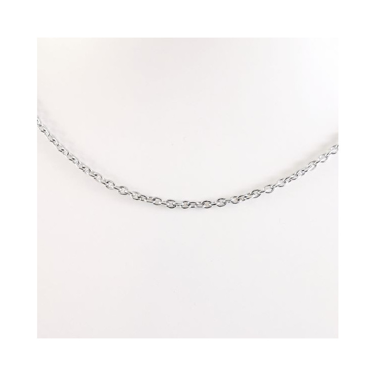 Chaîne 40 cm Or Blanc 750 - 18 carats Maille Forçat Rond 4.55 Grammes