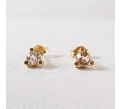 Boucles d'oreilles Puces Morganite Or Jaune 750 - 18 carats