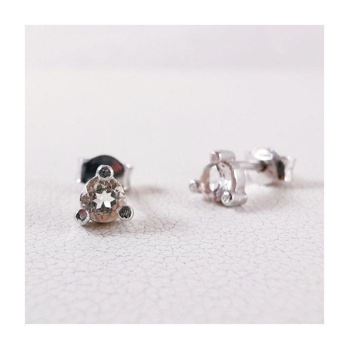 Boucles d'Oreilles Puces Morganite Or Blanc 750 - 18 carats