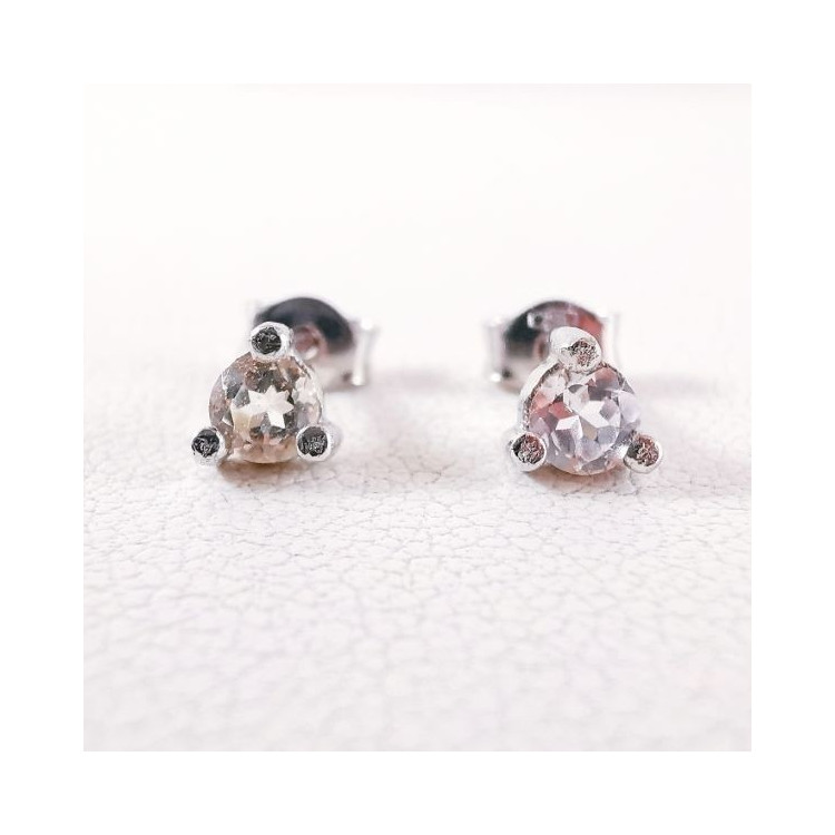 Boucles d'Oreilles Puces Morganite Or Blanc 750 - 18 carats