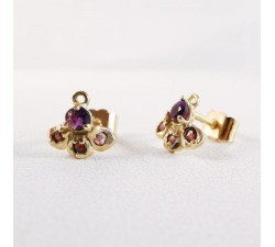 Boucles d'oreilles Améthyste et Grenat Or Jaune 750 - 18 carats