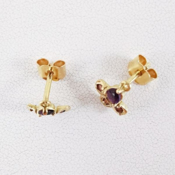 Boucles d'oreilles Améthyste et Grenat Or Jaune 750 - 18 carats