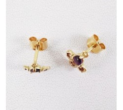 Boucles d'oreilles Améthyste et Grenat Or Jaune 750 - 18 carats