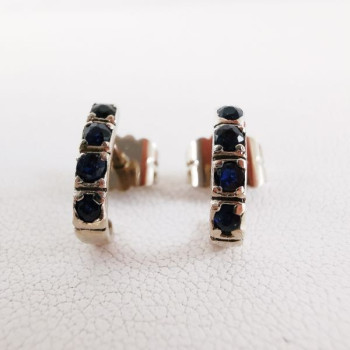 Boucles d'Oreilles Demi Créoles Saphir Or blanc 750 - 18 carats