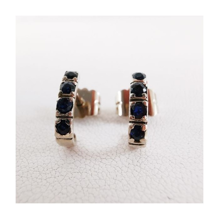 Boucles d'Oreilles Demi Créoles Saphir Or blanc 750 - 18 carats