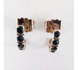 Boucles d'Oreilles Demi Créoles Saphir Or blanc 750 - 18 carats