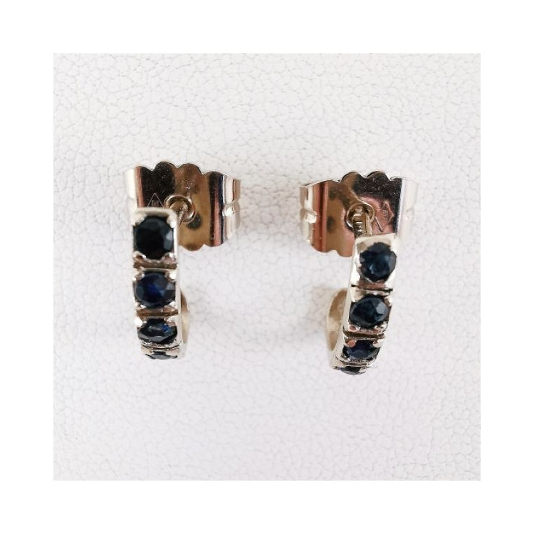 Boucles d'Oreilles Demi Créoles Saphir Or blanc 750 - 18 carats