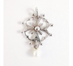 Croix Huguenote Perle Or Blanc 18 carats