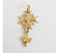 Croix huguenote en or jaune 18 carats 2 dimensions au choix 