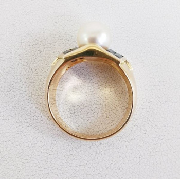 Bague Saphir Perle Or Jaune 750 - 18 carats (Bijou Occasion)
