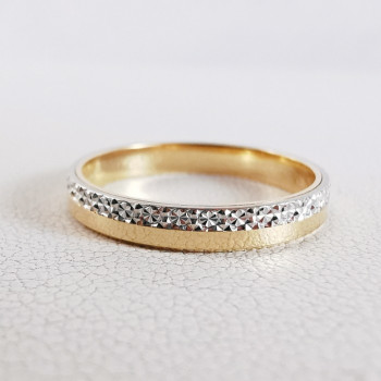 Alliance Bicolore ciselée Or Blanc et Or Jaune 750 - 18 carats
