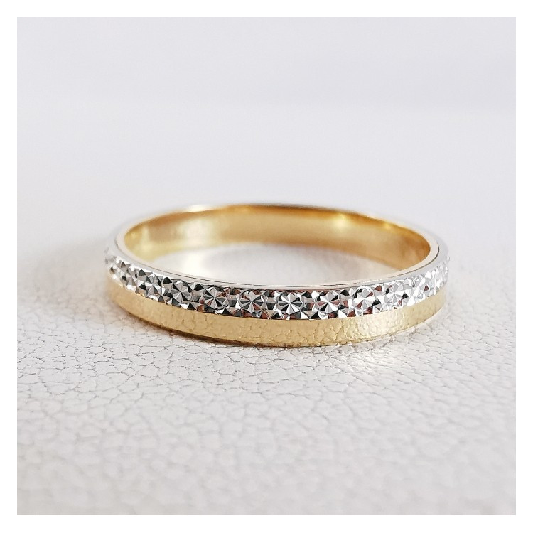 Alliance Bicolore ciselée Or Blanc et Or Jaune 750 - 18 carats