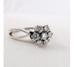 Bague Vintage Diamants Or blanc 18 carats, bijoux d'occasion, bague d'occasion.