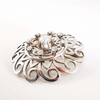 Broche Ancienne Diamants Or Blanc 750 - 18 carats (Bijou Occasion)