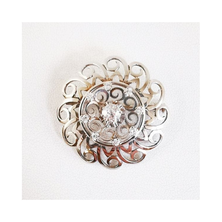 Broche Ancienne Diamants Or Blanc 750 - 18 carats (Bijou Occasion)