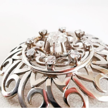 Broche Ancienne Diamants Or Blanc 750 - 18 carats (Bijou Occasion)