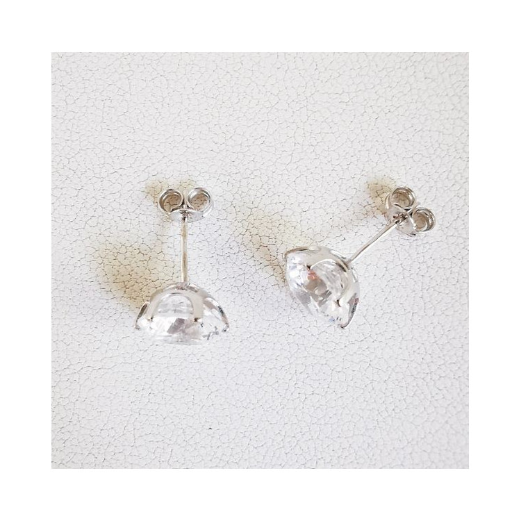 Boucles d'oreilles Puces Oxydes de Zirconium Or Blanc 750 - 18 carats