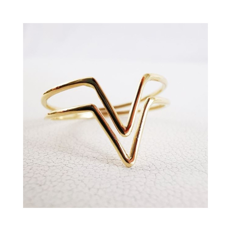 Bague V (double) Or Jaune 750 - 18 carats