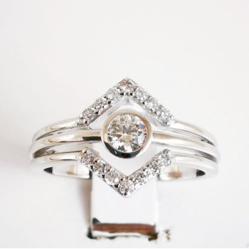 Bague Géométrique Diamants Or Blanc 750 - 18 carats