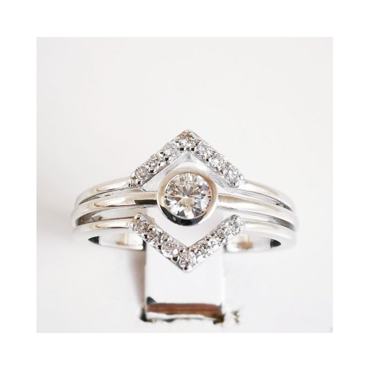 Bague Géométrique Diamants Or Blanc 750 - 18 carats