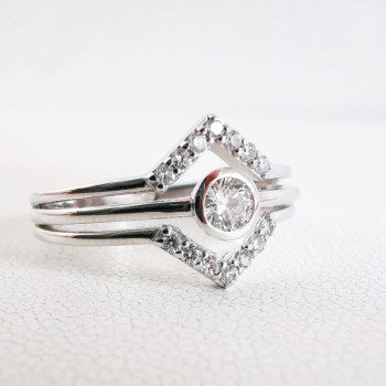 Bague Géométrique Diamants Or Blanc 750 - 18 carats