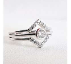 Bague Géométrique Diamants Or Blanc 750 - 18 carats