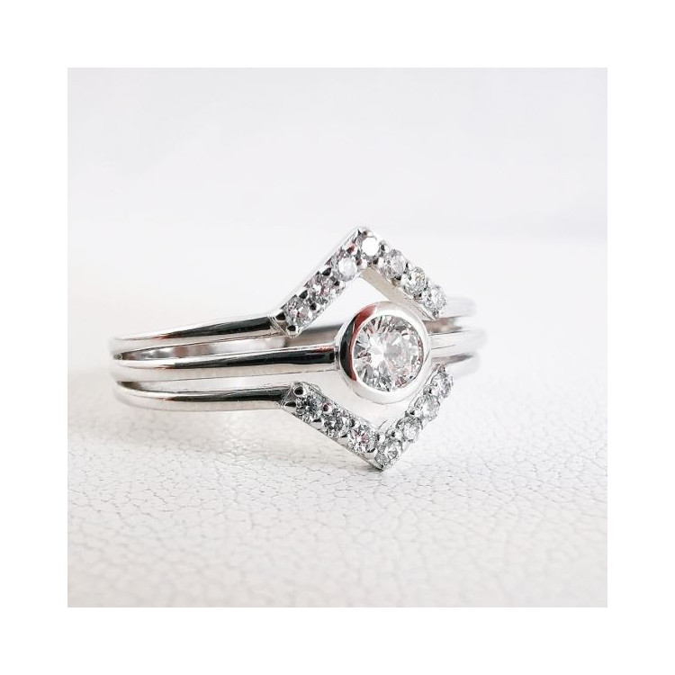 Bague Géométrique Diamants Or Blanc 750 - 18 carats