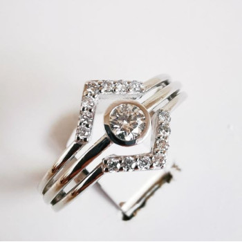 Bague Géométrique Diamants Or Blanc 750 - 18 carats