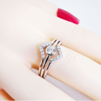 Bague Géométrique Diamants Or Blanc 750 - 18 carats